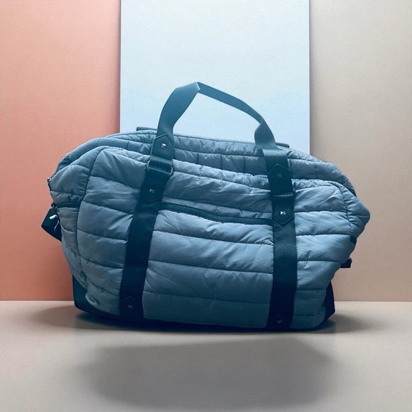 Cynthia Rowley Handbags - Cynthia Rowley Anthropologie’s Quilted Puffer Duffle Weekender Bag Gray Black